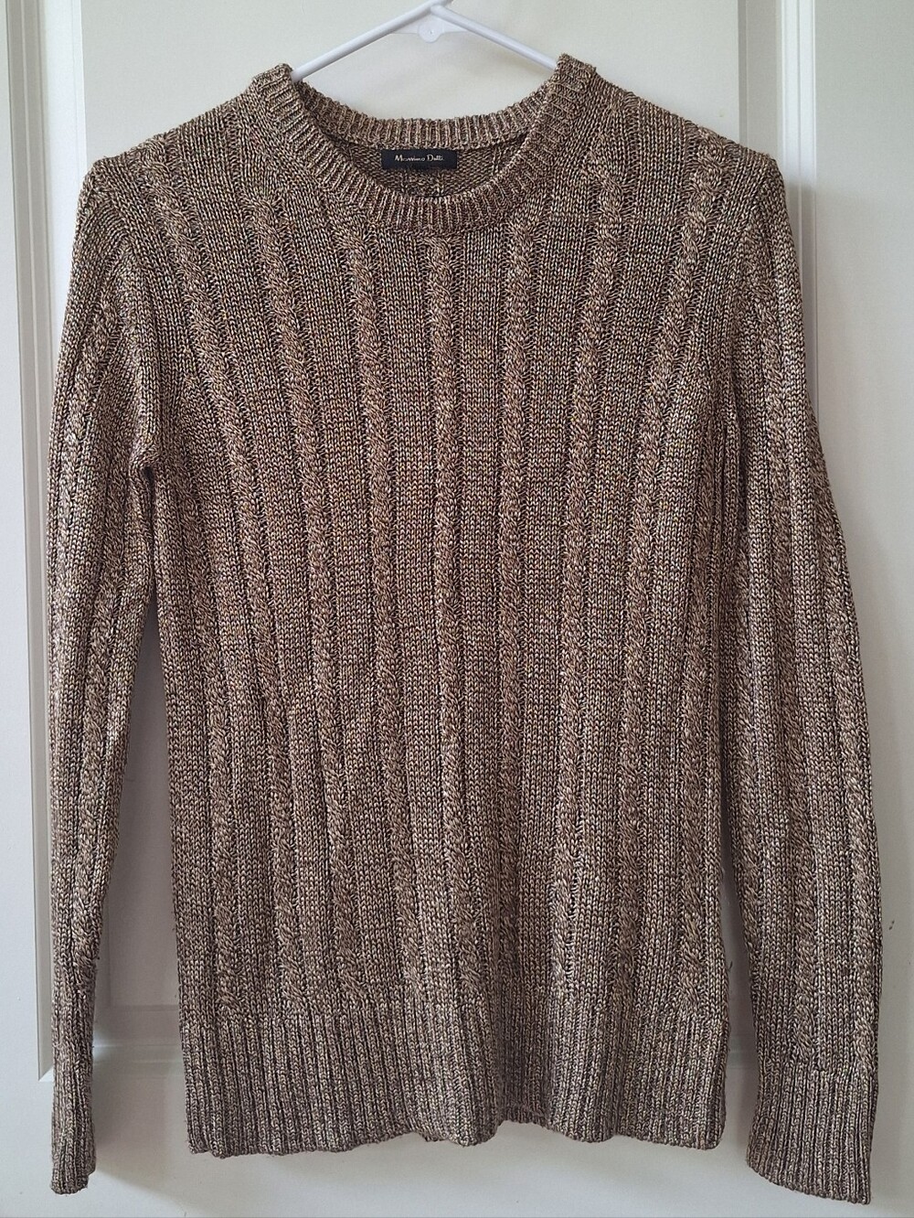 METALIC HOLIDAY CLASSIC cable Knit Holiday Sweater, MASSIMO DUTTI, Acrylic, NEW